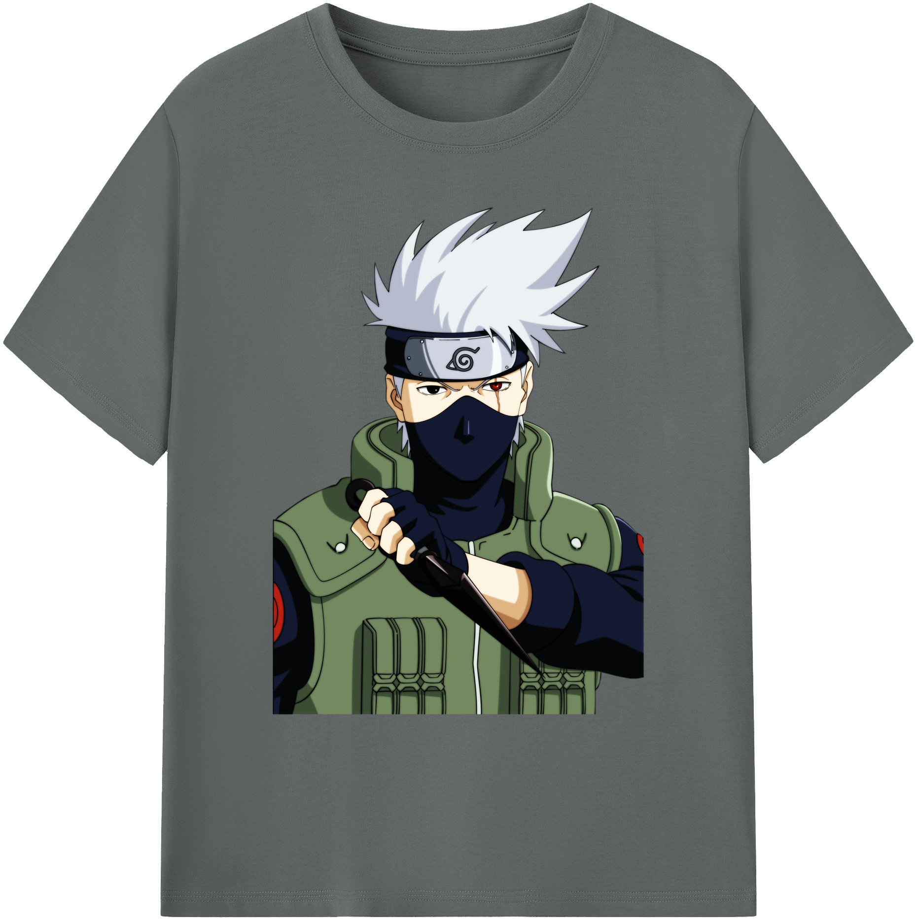 （画像用） NARUTO -ナルト- はたけ カカシ Hatake Kakashi 綿100％ メンズ半袖Tシャツ｜肌触りやわらか＆通気性